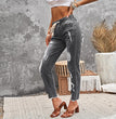 Women's Lace Up Nine Points Skinny Pants