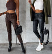 European And American Matte Leather Pants
