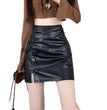 Black PU Leather Skirt Women's Autumn Versatile High Waist Slimming