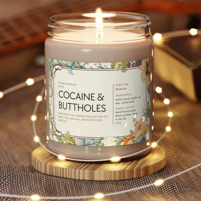 Funny Cocaine and Buttholes Fancy Ass Candle Collection, 9Oz Candle Burning Time: 50-60 Hours