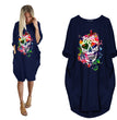 Halloween Skull Print Stitching Plus Size Dress