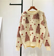 Red Christmas Tree Jacquard Warm Sweater Women