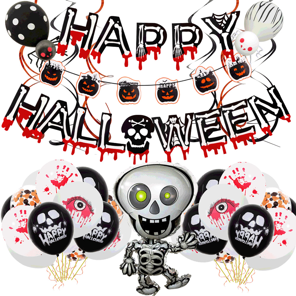 Skull pull flag spiral pendant Halloween balloon