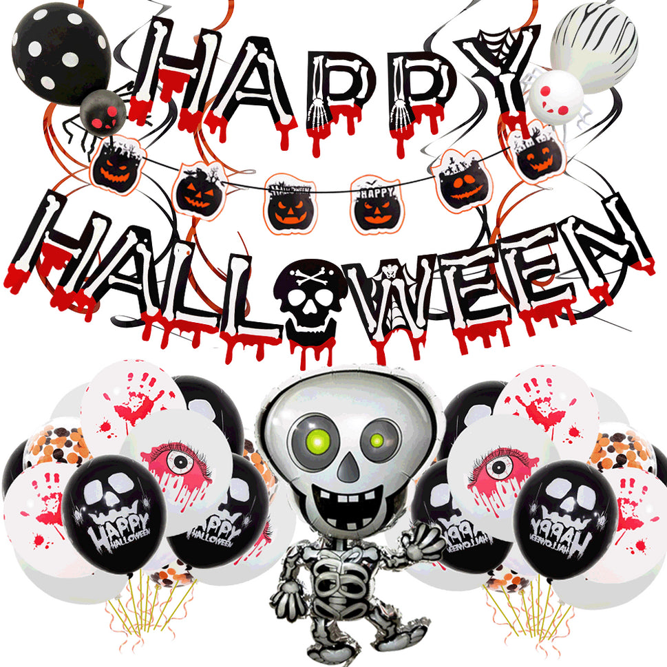 Skull pull flag spiral pendant Halloween balloon