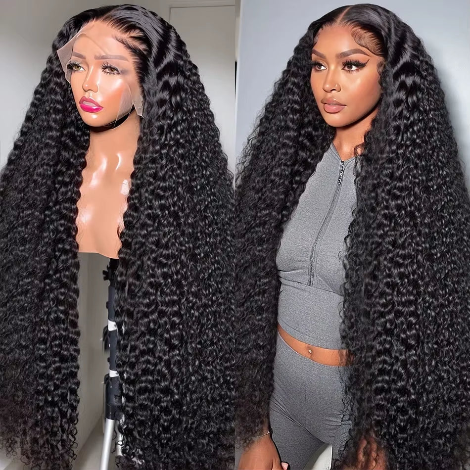 Deep Wave Frontal Wig Hd Lace Wigs on Clearance Sale 13X4 13X6 Water Wave Curly Human Hair Wig 30 Inch Lace Front Wig Human Hair