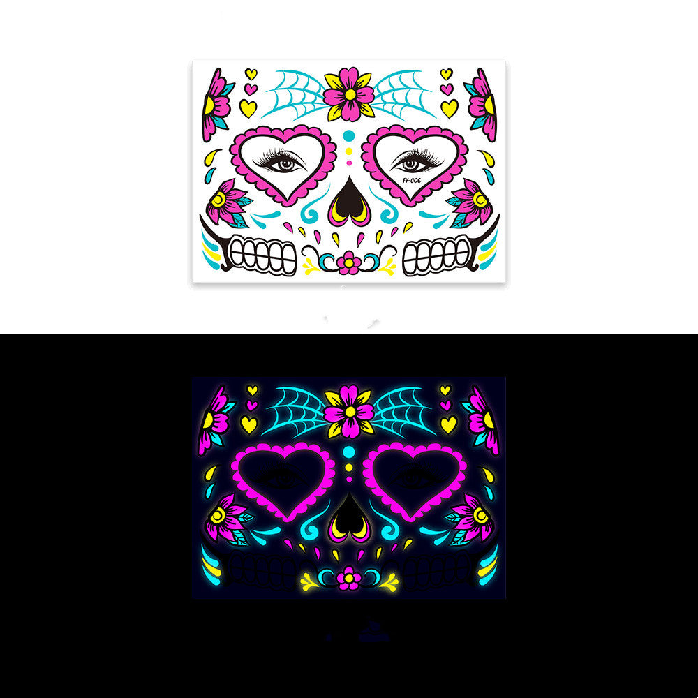 Halloween Fluorescent Funny Death Face Stickers