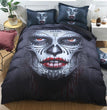 Black Skull Bedding Set Halloween Style Bed Sheet Queen King Double Bed Linen Cotton Blend Flower Skull Duvet Cover Set