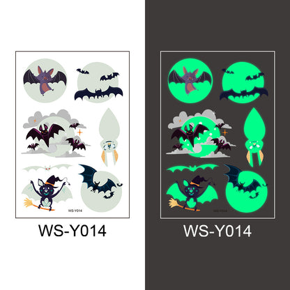Halloween Glowing Bats Tattoo Stickers Fake Tattoos Paste on Face Arm Leg for Kids Body Art Sticker