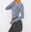Women's Clothing Fashion Slim Long-sleeved Pullovers Tops Solid Causal Fit Shirts
