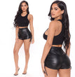 Women's Fashion Tight Pleated Leather Pants