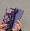 Luxury Plating 3D Skull Phone Case For I-Phone 14 Pro Max 13 12 11 Plus Breathable Glossy Hollow Out Gold Metallic Paint