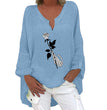 Halloween Themed Print V-neck Cotton Linen Long Sleeve Shirt For Women