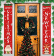 Christmas decorations Christmas couplets curtains Christmas banners pull flags Christmas curtains hanging flags window pendants