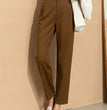 Women's High Waisted Draped Straight Leg Nine Minute Pants