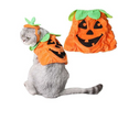 Halloween Pet Cats Costume Props Creative Pumpkin Shape Green Leaf Decoration Cosplay Clothing Holiday Garment Supplies