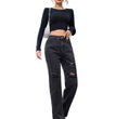 Women's Clothing Loose Hole Slimming Denim Polyester Trousers Fashion