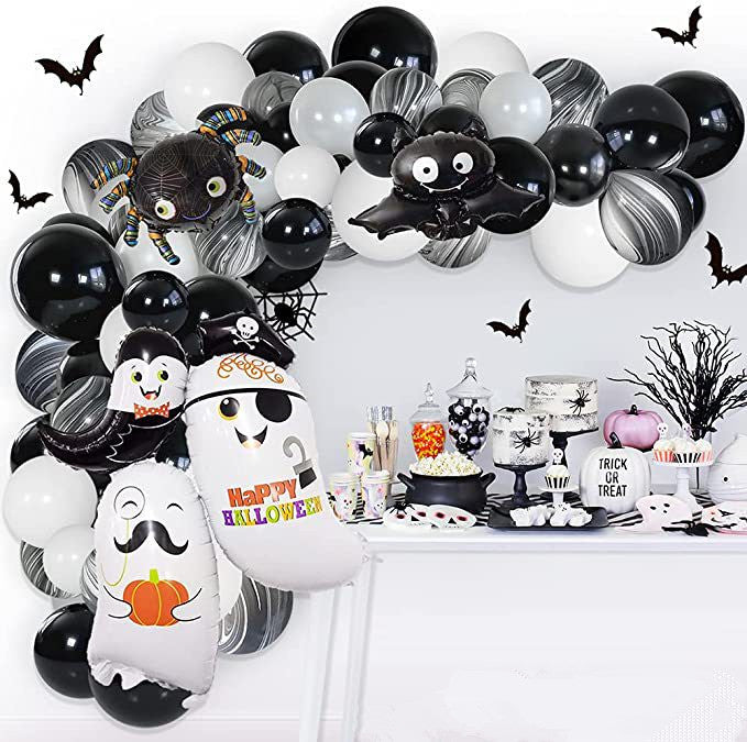 Halloween White Black Gray Latex Balloon Garland Set