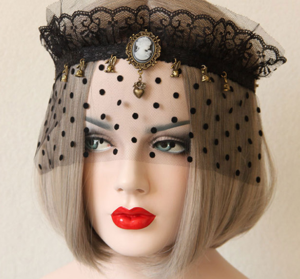 Halloween bunny crown headband lace veil