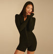 High Waisted Zippered Cardigan Insulation Jumpsuit