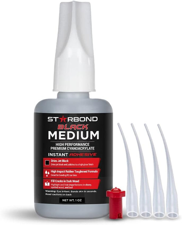 Black CA Super Glue, Medium, 1 oz