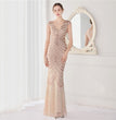 Flower Sequin Craft Party Evening Dress Long
