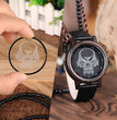 BOBO BIRD P24 Unisex Bamboo Wood Watch Halloween Skull Feature Design Mysterious Quartz Wristwatch with Skull Custom on Glass