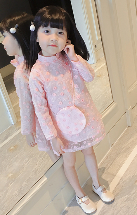 Girls long-sleeved cheongsam dress costumes