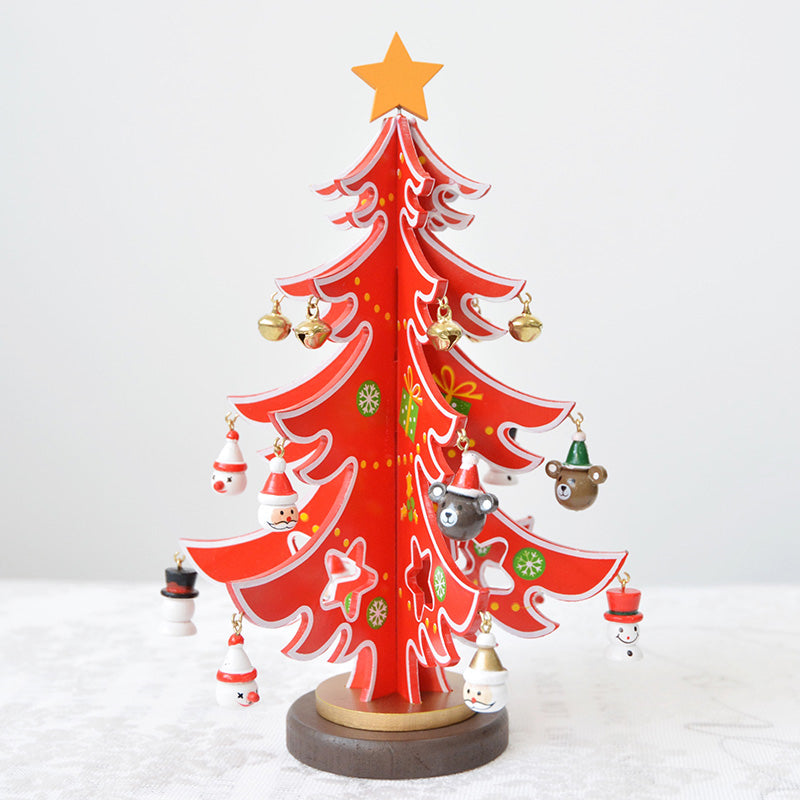 Combination Three-dimensional Pendant Villain Wooden Christmas Tree Ornament