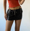 Metal Adjustment Buckle Skinny Sheath Leather Skirt Sexy All-matching A- Line Skirt