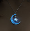 Hollowed-out pumpkin necklace with multi-colored night light moon for Halloween