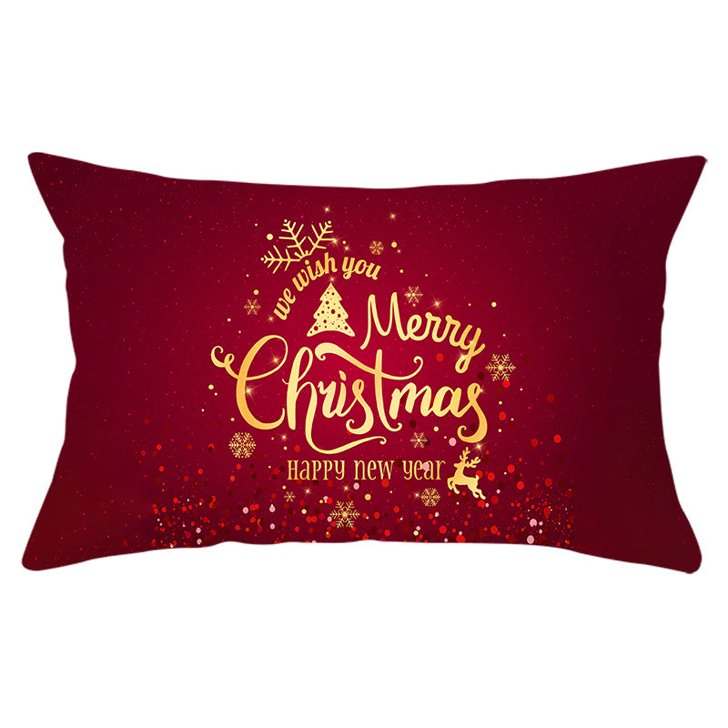 Christmas peach leather pillowcase