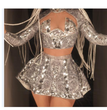 Business Tour Costumes Printed Sequined Skirt Full Of Diamonds