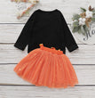 Fashion Children's Cat Pattern Halloween Two-Piece Set