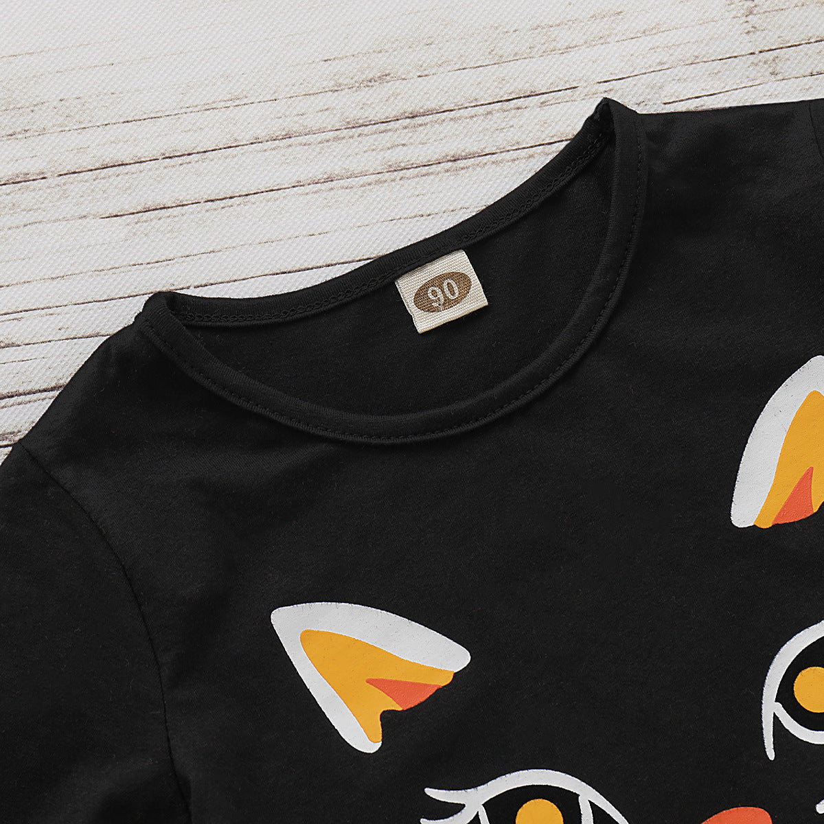 Fashion Children's Cat Pattern Halloween Two-Piece Set