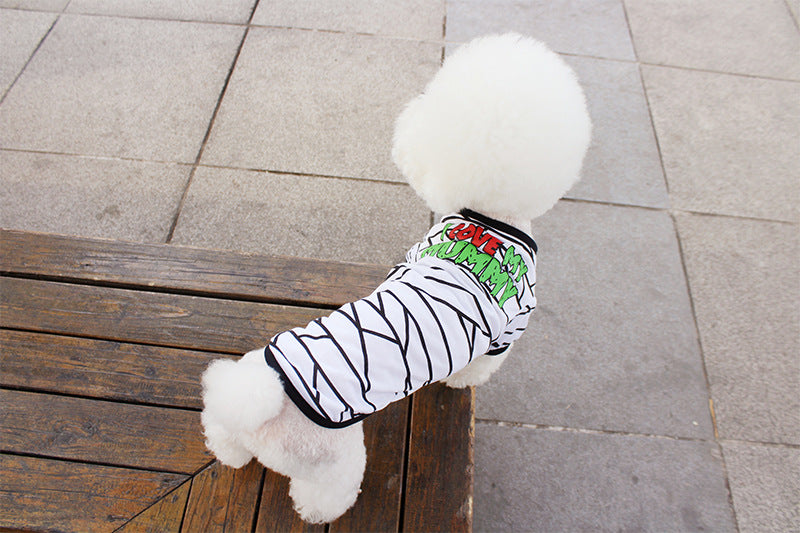 Dog clothes spring and summer clothes cartoon print T-shirt Teddy Bichon pet costume wholesale pet Halloween clothes