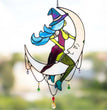 Witch In The Moon Tracery Halloween Painted Cartoon Bedroom Living Room Decoration Pendant