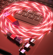540 Rotate Luminous Magnetic Cable 3A Fast Charging Mobile Phone Charge Cable For LED Micro USB Type C For I Phone Cable