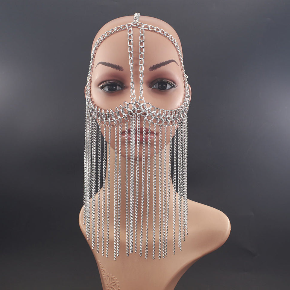 New Design Fashion Sexy Long Tassel Head Chain Halloween Headgear Mask Chain Head Chain