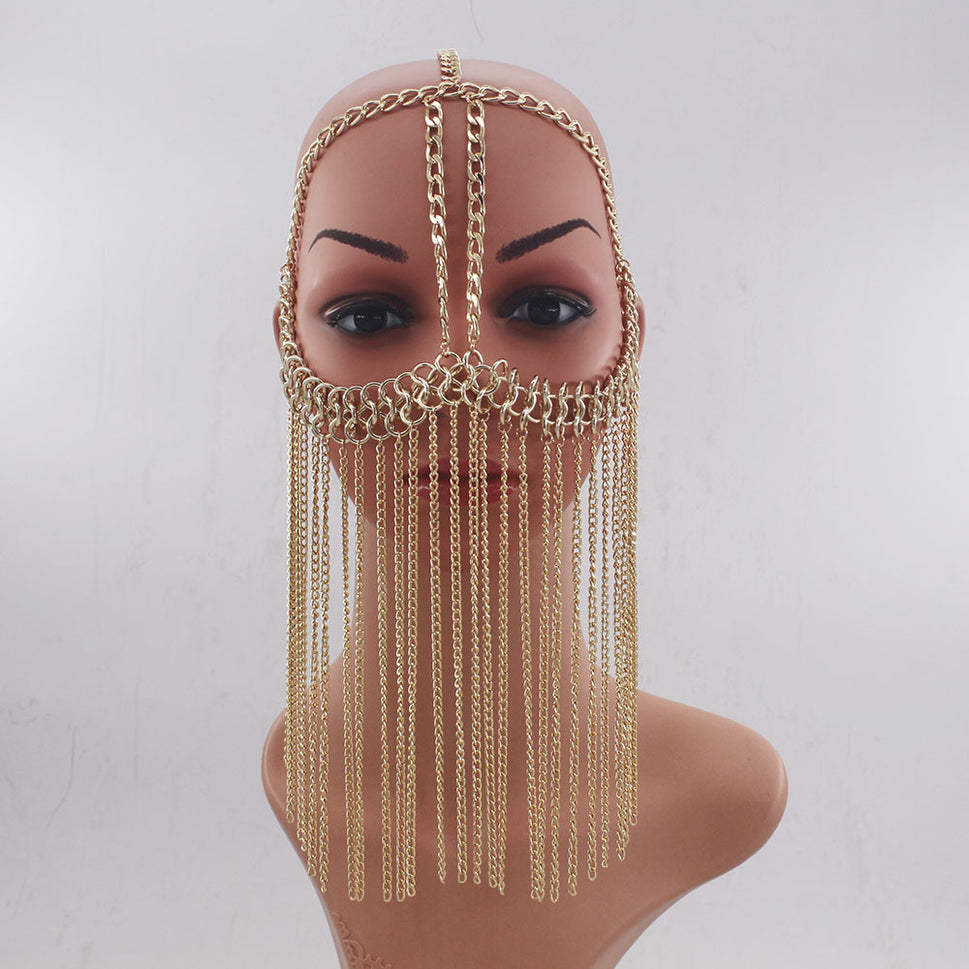 New Design Fashion Sexy Long Tassel Head Chain Halloween Headgear Mask Chain Head Chain