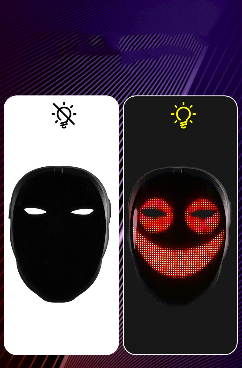 Amazon Hot-Selling APP Glowing Mask Full-Color Display Flashing Mask Halloween Party Glowing Mask