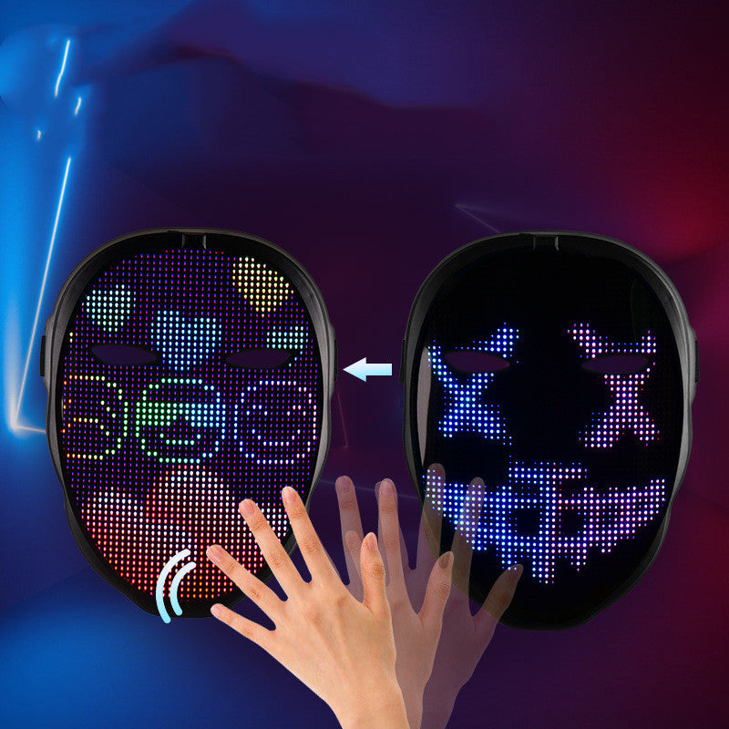 Amazon Hot-Selling APP Glowing Mask Full-Color Display Flashing Mask Halloween Party Glowing Mask