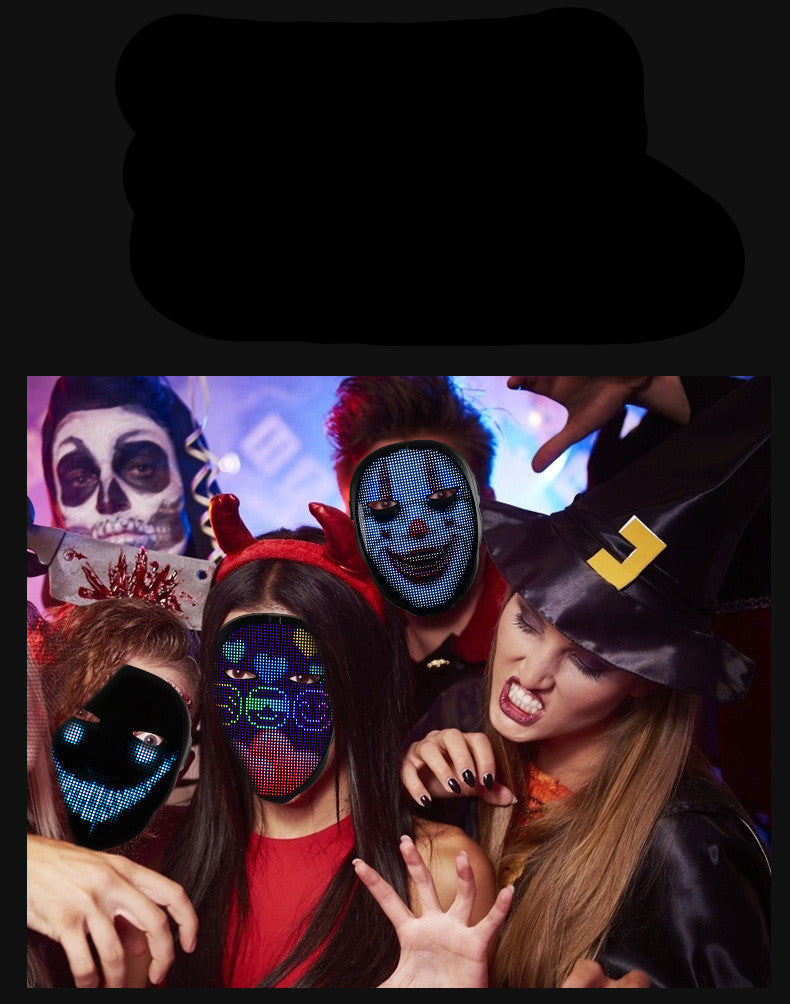 Amazon Hot-Selling APP Glowing Mask Full-Color Display Flashing Mask Halloween Party Glowing Mask
