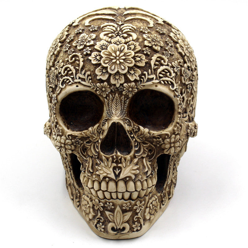 Flower Skull Skull Resin Ornaments Halloween Spoof Props Foreign Trade Europe And America Horror Retro Face Ornaments
