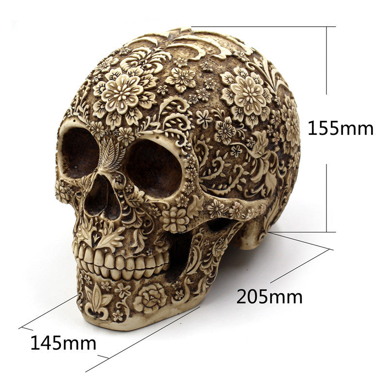 Flower Skull Skull Resin Ornaments Halloween Spoof Props Foreign Trade Europe And America Horror Retro Face Ornaments