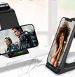 Vertical Three-in-one Wireless Charger 15W Fast Charge Dual-coil Desktop Stand Wireless Charger