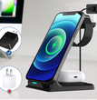 Vertical Three-in-one Wireless Charger 15W Fast Charge Dual-coil Desktop Stand Wireless Charger