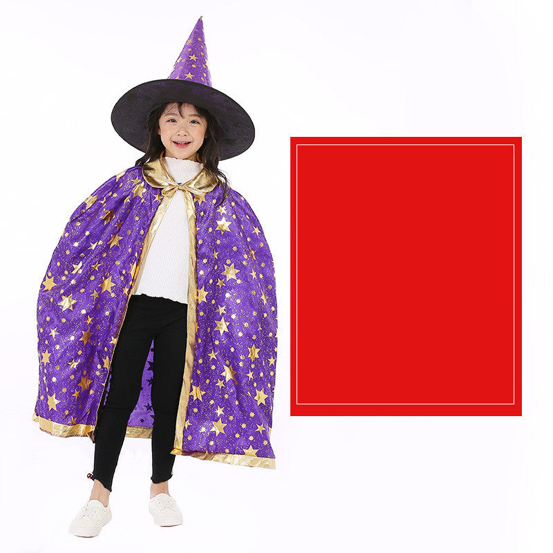Halloween Cloak Magician Role-playing Five-star Cloak Hat Set