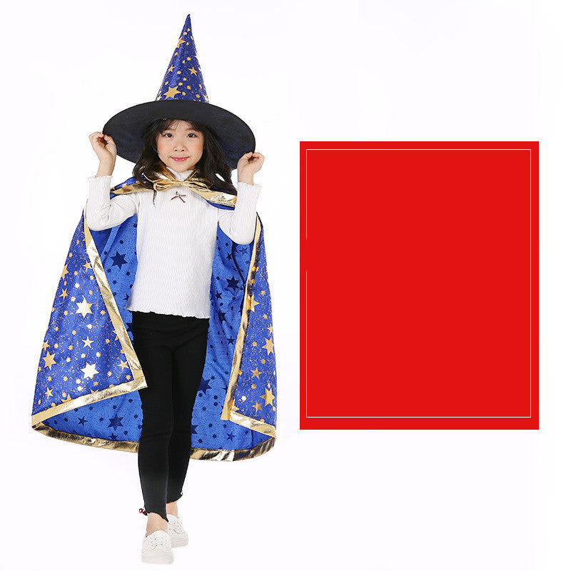 Halloween Cloak Magician Role-playing Five-star Cloak Hat Set