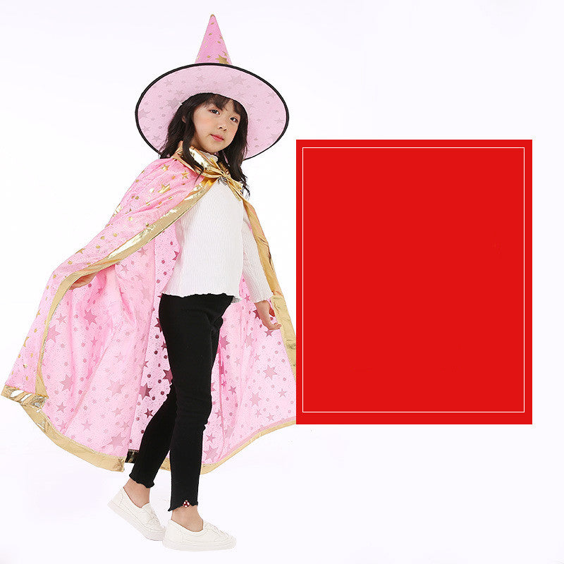 Halloween Cloak Magician Role-playing Five-star Cloak Hat Set