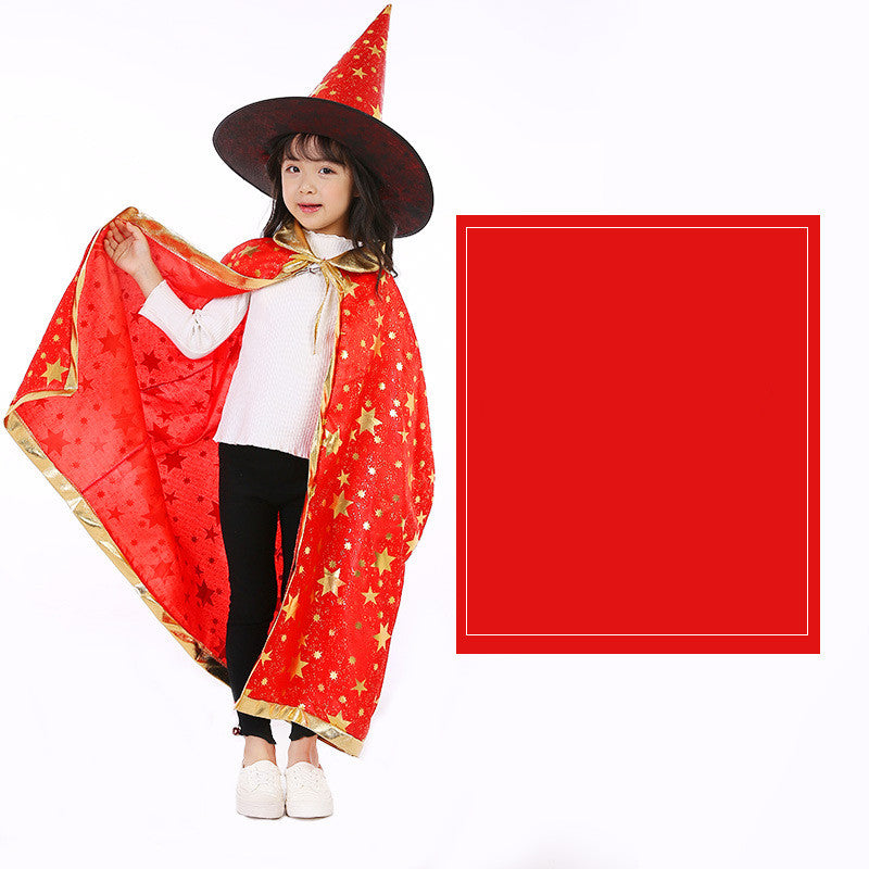 Halloween Cloak Magician Role-playing Five-star Cloak Hat Set
